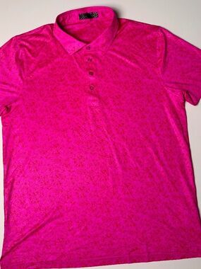 G/FORE Men’s Floral Golf Polo – Pink Floral – Size Large (